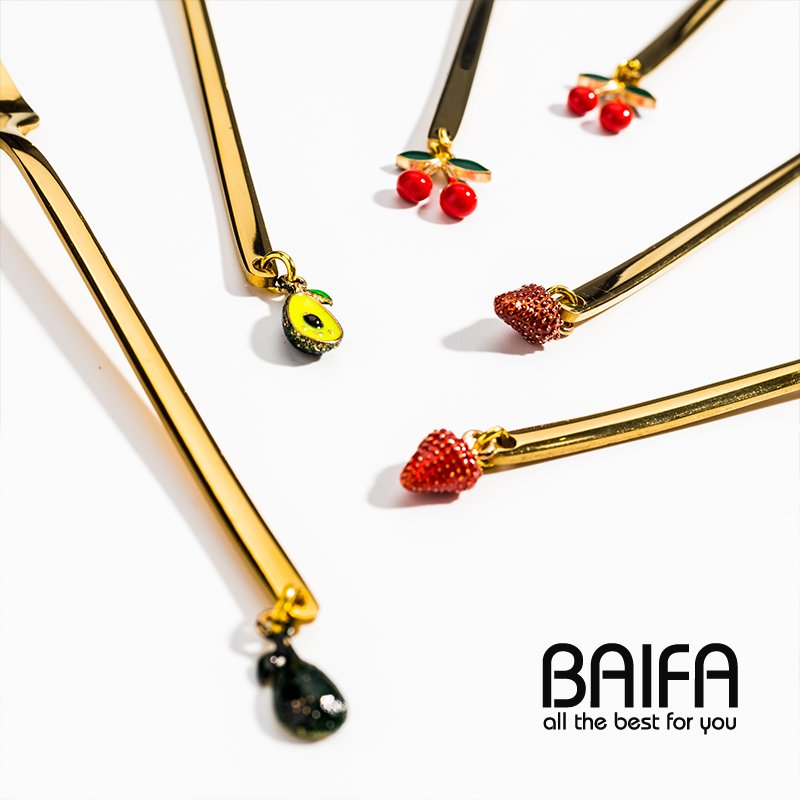 金色单只欧式小奢华网红水果叉