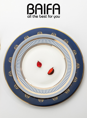 盘子菜盘家用轻奢骨瓷牛排西餐餐盘欧式陶瓷碗碟餐具套装西式碟子