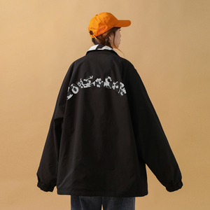 中性風(fēng) 雙面穿奶牛夾克外套寬松愛心標(biāo)情侶上衣 女 H656 P88女類圖片