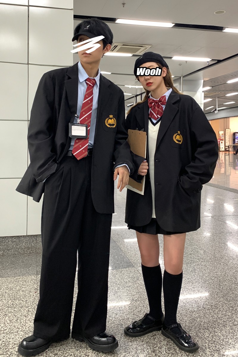 情侣装春装JK服男女刺绣宽松情侣西装学院风外套H535P95男类,男装西服,电商A341