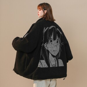 中性风新品 潮卡通动漫加厚羊羔毛情侣棉衣 H685 P118女类图片