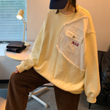 2021中性风秋装牛仔拼接情侣卫衣绣花外套H663P58控78女类，女装卫衣/绒衫，电商A341