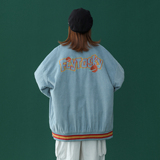 中性风2021秋装灯芯绒刺绣情侣夹克棒球外套H537P98女类，女装卫衣/绒衫，电商A341