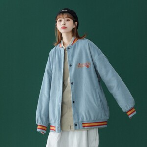 中性风 2023春装 灯芯绒刺绣情侣夹克棒球外套 H537 P98 男类图片