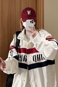 中性风2023秋装复古机车服ins潮牌夹克外套上衣女 H806 P108图片