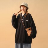 中性风2022秋季男女情侣卫衣学院风宽松V领外套H641P45男类，女装卫衣/绒衫，电商A341