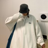 22港风春装男女情侣卫衣学院风宽松V领外套H641P45男类控58，男装卫衣，电商A341