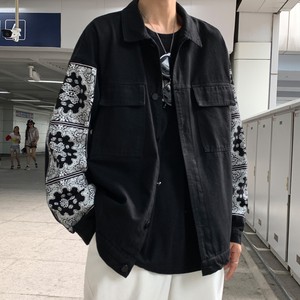 2022情侣装春装 腰果花印花牛仔情侣夹克宽松外套 H553 P93 男类图片