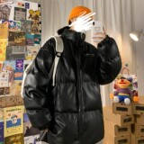 港风字母印花情侣皮棉衣羽绒棉外套中性棉服H597P118男类，男装棉衣，电商A341