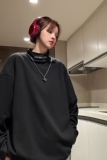 中性风德绒打底衫半高领加厚内搭绣花情侣卫衣男女H906特批P25，男装卫衣，电商A341
