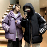 中性主推三条杠棉服宽松连帽棉衣情侣外套面包服男女H919P128，男装棉衣，电商A341