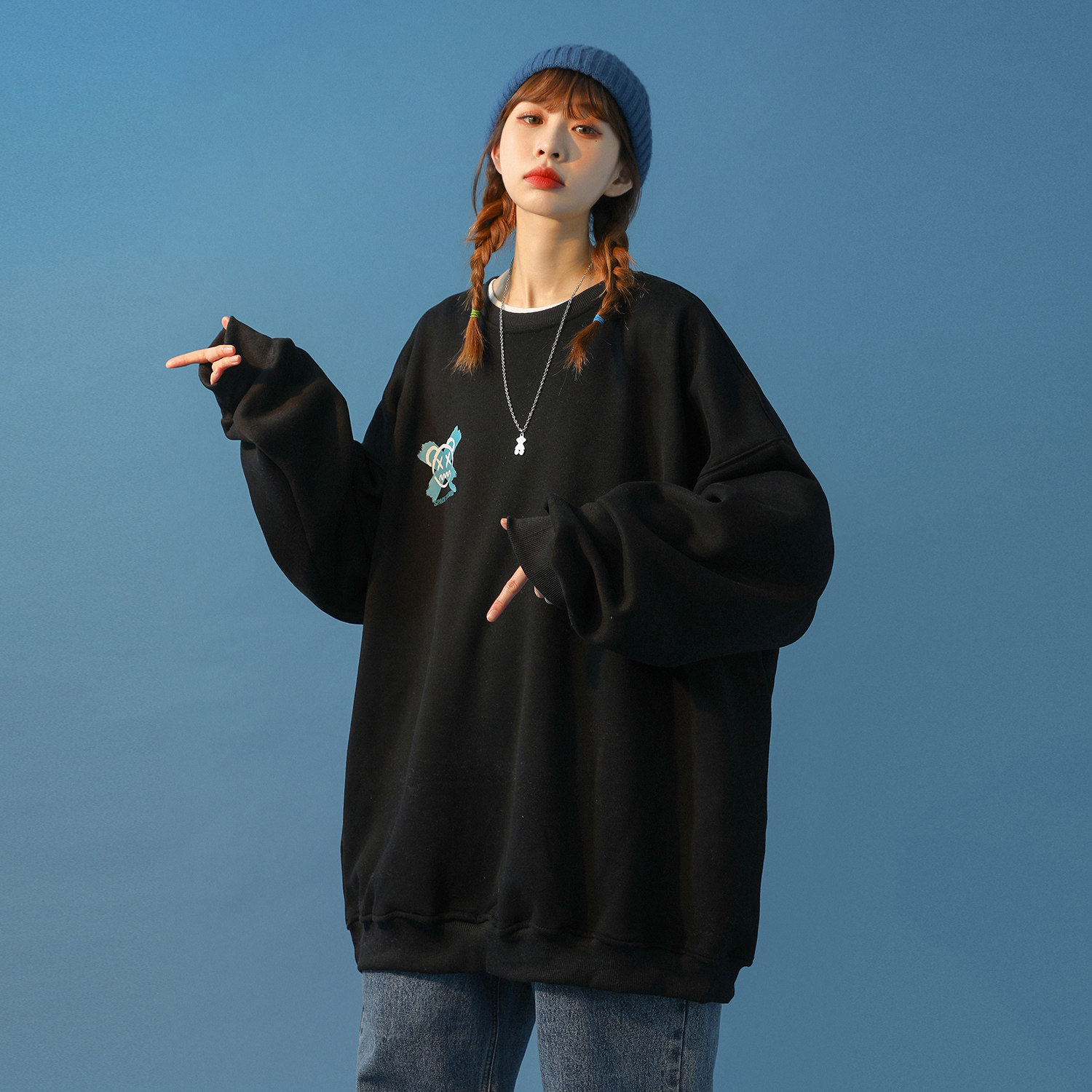 中性风2021新款秋季港风情侣卫衣女宽松韩版外套H643P38女类,女装卫衣/绒衫,电商A341
