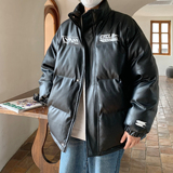 情侣装冬装美式印花机车皮棉服PU情侣棉衣面包服外套男H909P128，男装棉衣，电商A341