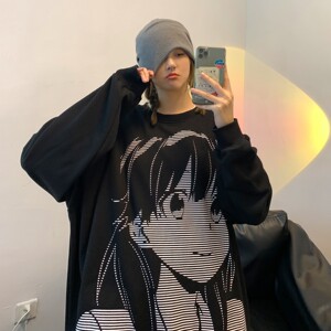 主推 中性新品 潮卡通動(dòng)漫圓領(lǐng)套頭情侶衛(wèi)衣 H651 P38 女類圖片