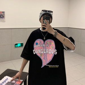 21情侣装夏装 爱心印花短袖情侣T恤衫潮流宽松 H599 P35 男类图片