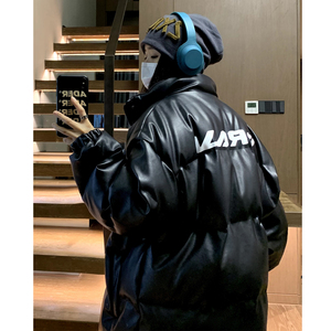 冬装新品 美式印花机车皮棉服PU情侣棉衣面包服外套男女 H909P128图片