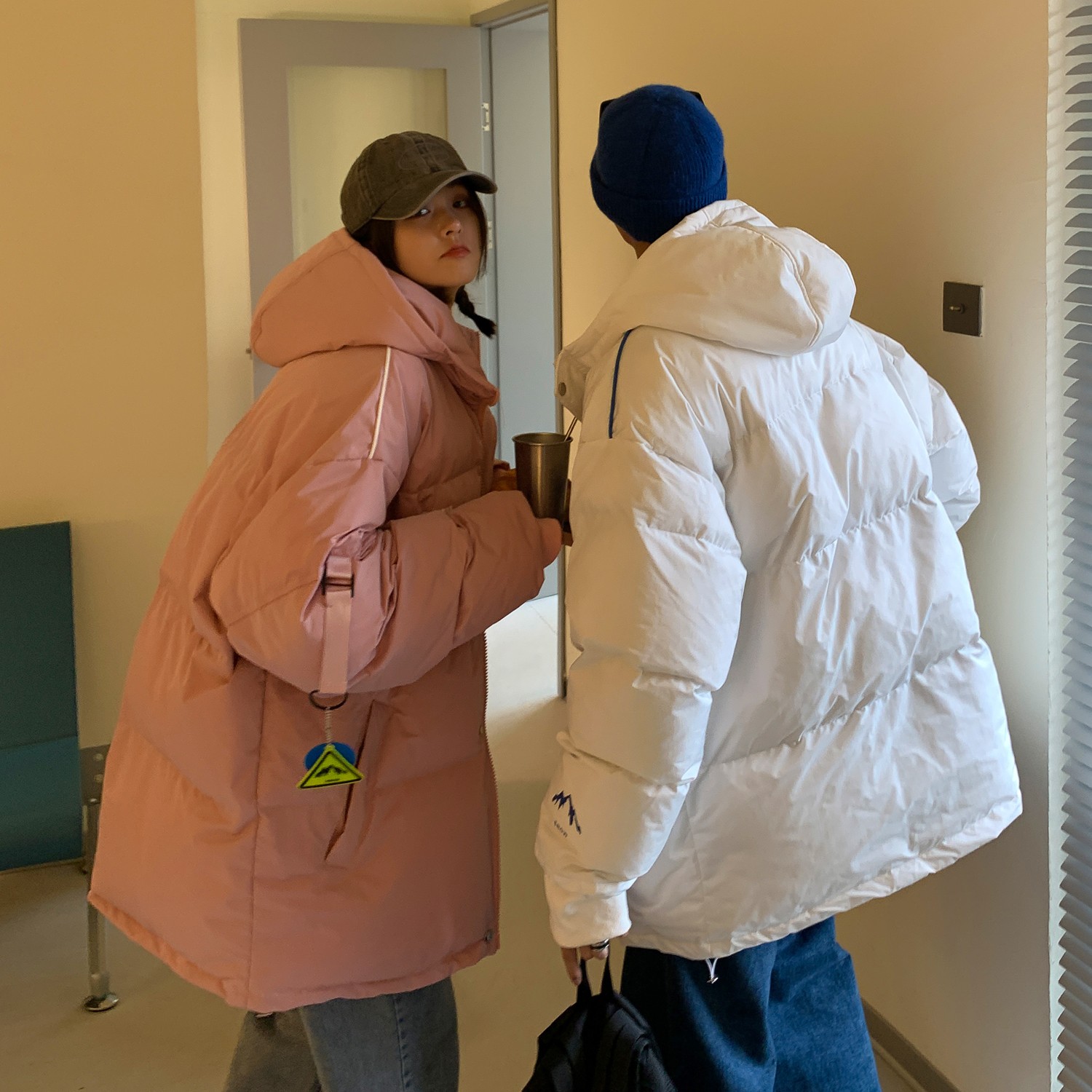 主推情侣装冬装连帽加厚保暖羽绒棉情侣棉衣外套H695P128男类,男装棉衣,电商A341