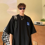 2022港风夏装绣花卡通字母情侣短袖T恤宽松上衣H713P30男类，男装T恤，电商A341