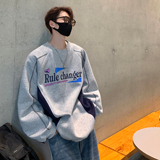 港风秋装复古球衣机车明线拼接印花情侣卫衣外套男H875P58，男装卫衣，电商A341