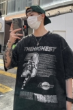 高克重280克美式高街水洗做旧印花短袖T恤潮宽松男H817P38男，男装T恤，电商A341