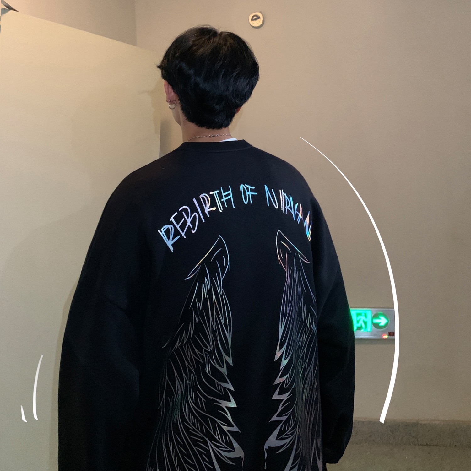 情侣装春装涅槃重生七彩烫金情侣卫衣外套大码H551P38男类,男装卫衣,电商A341
