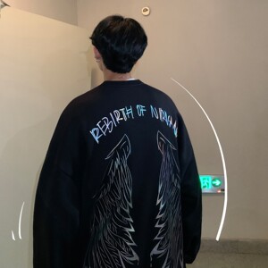 情侣装春装 涅槃重生七彩烫金情侣卫衣外套大码 H551 P38 男类图片