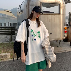 港风夏装 潮牌印花情侣短袖T恤衫大码宽松H725 P30 女类图片