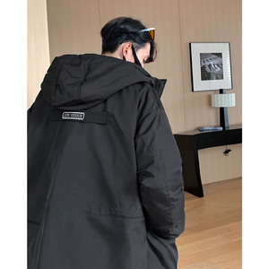 冬装新品 美式工装中长款棉服情侣连帽棉衣宽松外套男H915 P168图片