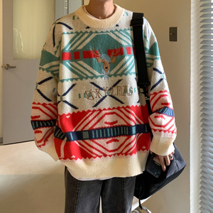 主推 港风冬装 圣诞小鹿绣花情侣毛衣加厚外套 H696 P78 男类图片
