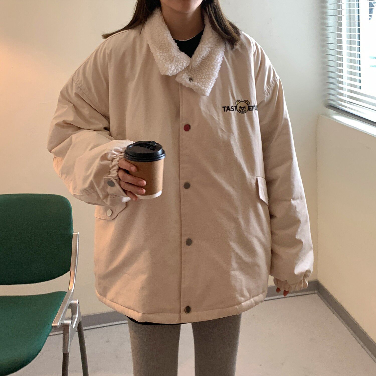 情侣装冬装羊羔毛加厚情侣棉衣工装外套H697P118控148女类,女装棉衣/棉服,电商A341
