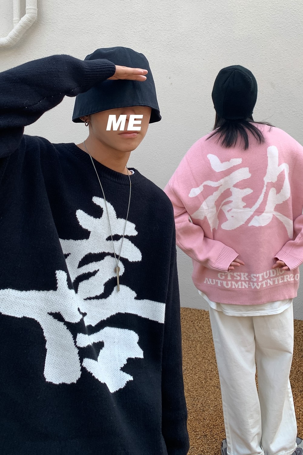 2021情侣装秋冬新款字母提花中性宽松情侣毛衣H565P78女类,针织衫/毛衣,电商A341