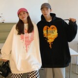 21情侣装秋装融化爱心落日印花宽松大码情侣卫衣外套H673P48女，女装卫衣/绒衫，电商A341