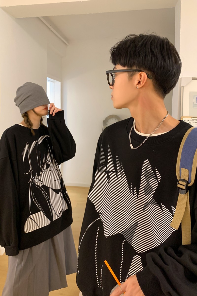 主推22情侣装新品潮卡通动漫圆领套头情侣卫衣H651P38男类,男装卫衣,电商A341