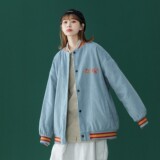 中性风2022春装灯芯绒刺绣情侣夹克棒球外套H537P98女类，女装卫衣/绒衫，电商A341