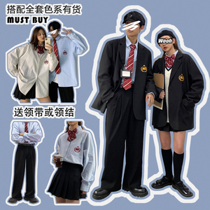 情侣装秋装 JK服男女刺绣宽松情侣西装 学院风外套 H535 P95 男类图片