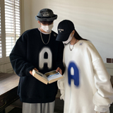 主推情侣装秋装美式复古字母印花圆领情侣卫衣外套H750P48男类，男装卫衣，电商A341