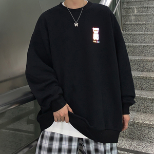 ins春装 宽松夜光反光熊情侣卫衣印花圆领外套 H536 P38 女类图片