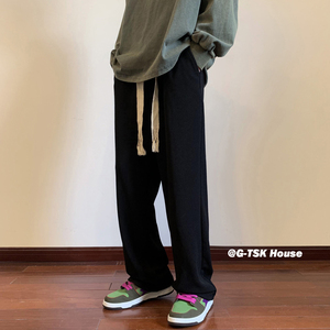 A341 秋装新款 坑纹卫裤抽绳宽松休闲裤长裤 KH10 P48控65 男图片