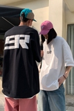 情侣装夏装潮美式发泡印花情侣短袖T恤重磅宽松体恤男H826P30，男装T恤，电商A341