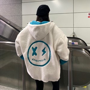 冬装 羊羔毛绣花撞色情侣衣外套服 H576 P128 女类图片