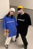 2022夏装情侣宽松反光立体字母情侣短袖T恤ins半袖H605P38女类，女装T恤，电商A341