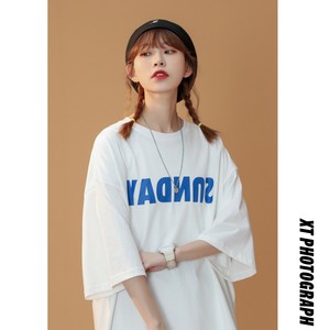 中性風(fēng) 女裝寬松字母印花情侶短袖T恤ins半袖上衣 H628 P30 女類圖片