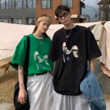 情侣装夏装潮牌印花情侣短袖T恤衫大码宽松H725P30女类，男装T恤，电商A341