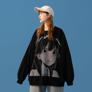 主推 中性风新品 潮卡通动漫圆领套头情侣卫衣 H651 P38 女类图片