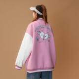 主推中性毛呢拼接PU皮棒球服毛巾绣情侣夹克棉衣H678P118女类，女装短外套，电商A341