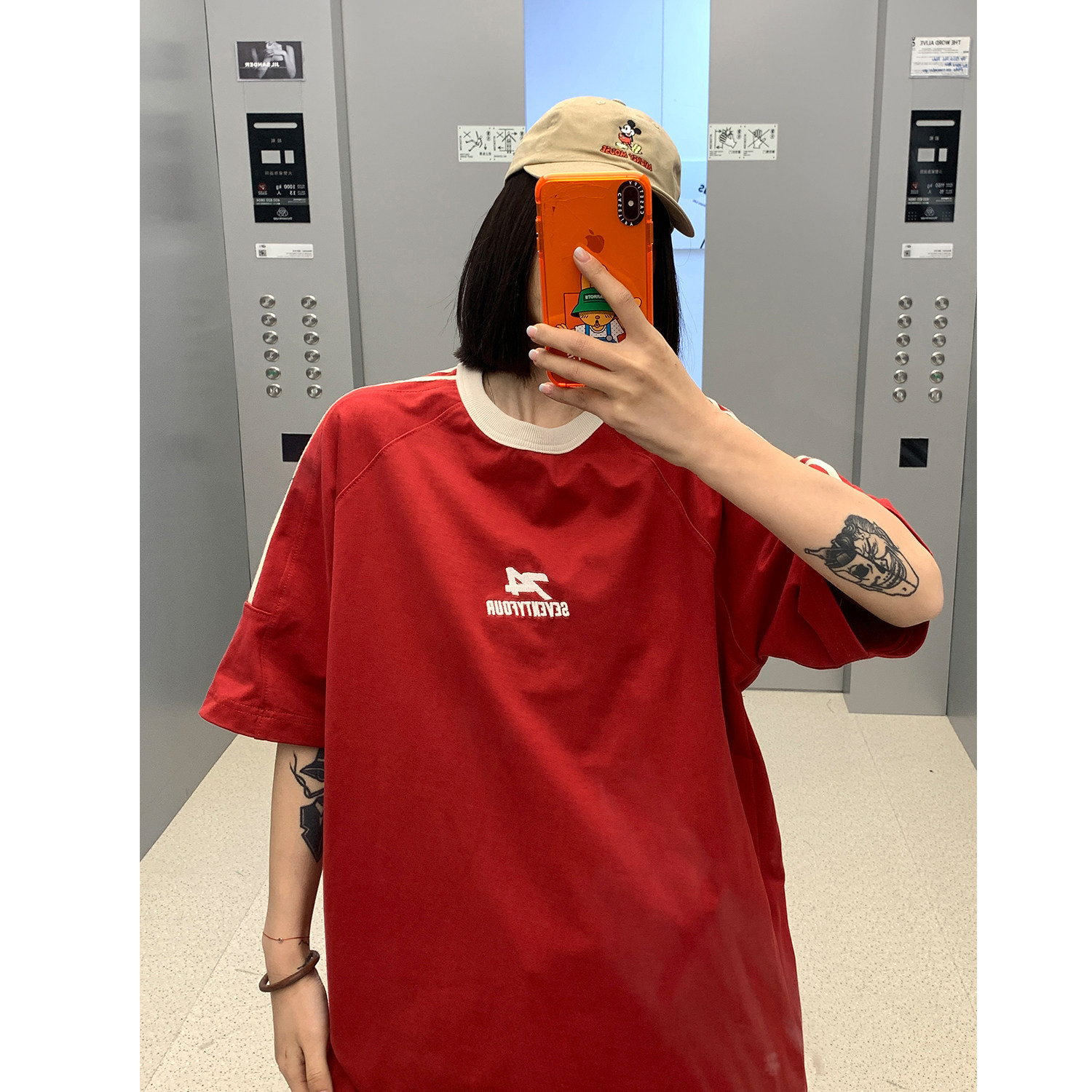 主推 中性复古织带运动型情侣短袖T恤衫插肩袖体恤H825 P38男图片
