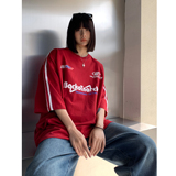 2023高街赛车服织带圆领情侣短袖T恤衫宽松运动服男H829P38，男装T恤，电商A341