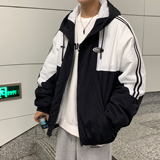 冬装拼接棉服运动风连帽情侣棉衣外套H573P118控148男类，男装棉衣，电商A341