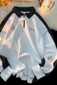 2024秋装新品 长袖polo衫运动翻领情侣卫衣宽松学院风 H752 P68图片