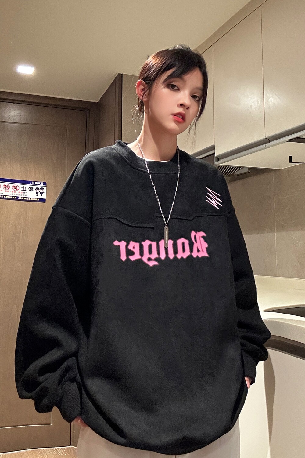 中性风美式秋装鹿皮绒加厚加绒情侣卫衣结构上衣外套男女H899P68,男装卫衣,电商A341